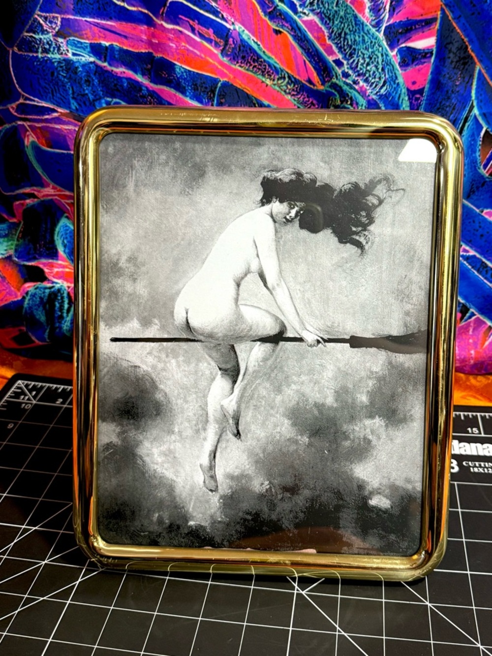 Nude Witch Flying Witch Framed Art Goddess Moon Pagan Mythology Magic